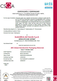 Certificat BRCGS Scatolificio del Garda