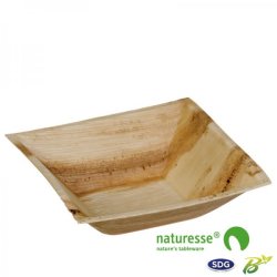 16x16x4.5 cm Square bottom palm leaf dish - N140