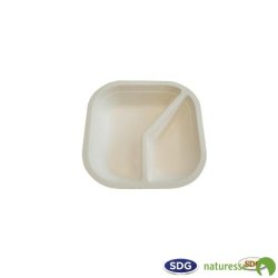 Square partition soup plate with 16x16 cm cellulose pulp - 11978