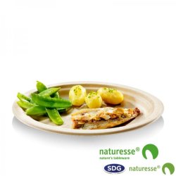 CELLULOSE PLATE ROUND PLATE 26CM NATURE - N157