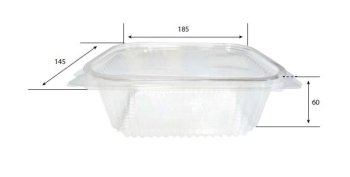 SPGRX1000N PLA BIO TRANSPARENT TRAY+ HINGED LID  1000CC