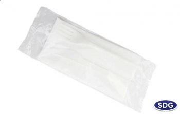 SET BIS FOURCHETTE + COUTEAU + SERVIETTE CPLA BIO ECO LINE COMPOSTABLE 14166