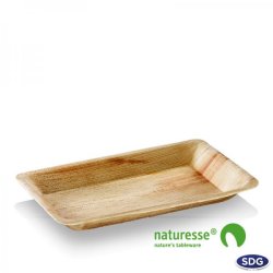 Piatto rettangolare in foglia di palma 24x16 cm - 5034