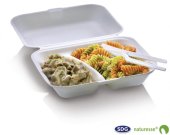 Food Box in polpa di cellulosa due scomparti con coperchio 650 ml 23,5x 19,5 x 7,5 cm - 3467